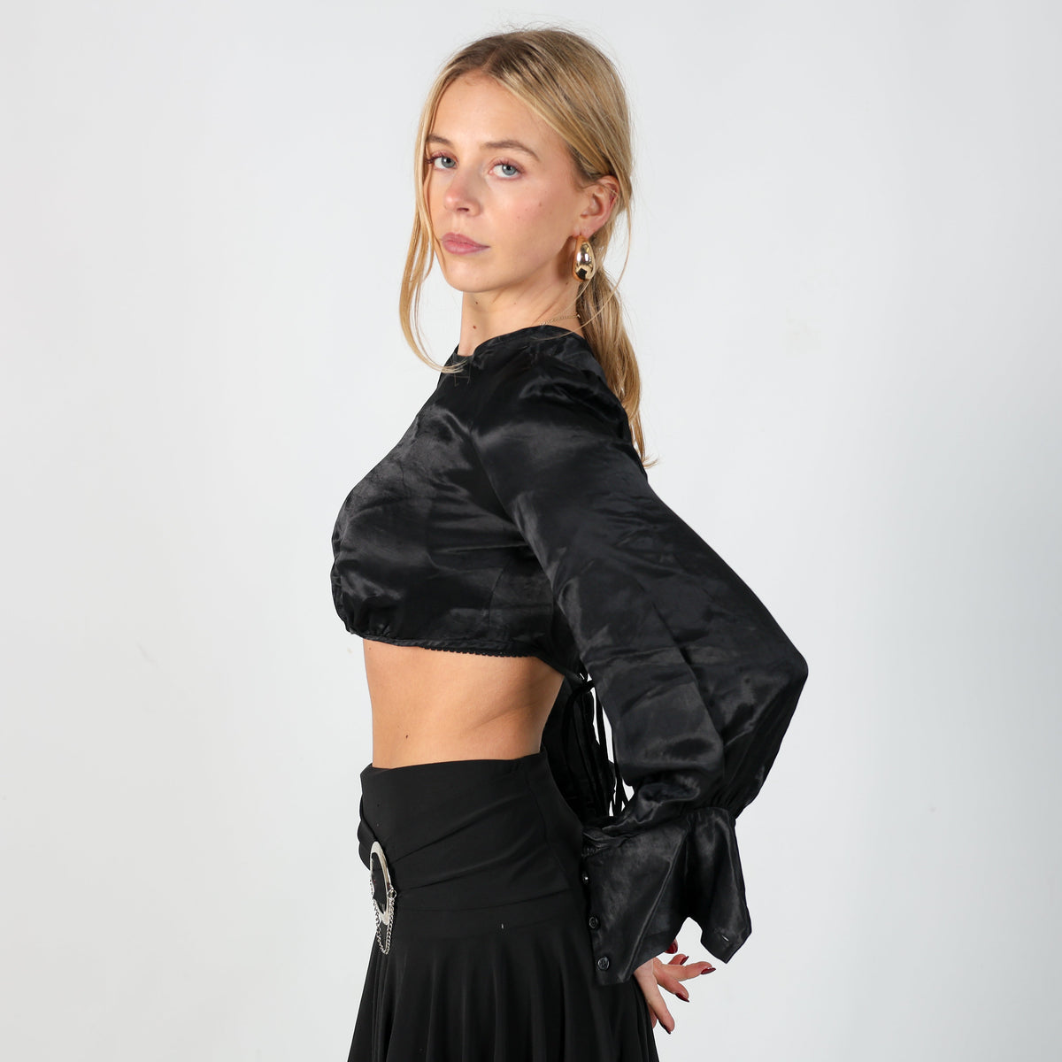Black Y2K Long Sleeve Top (XS)
