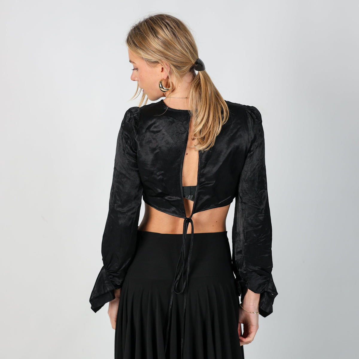 Black Y2K Long Sleeve Top (XS)