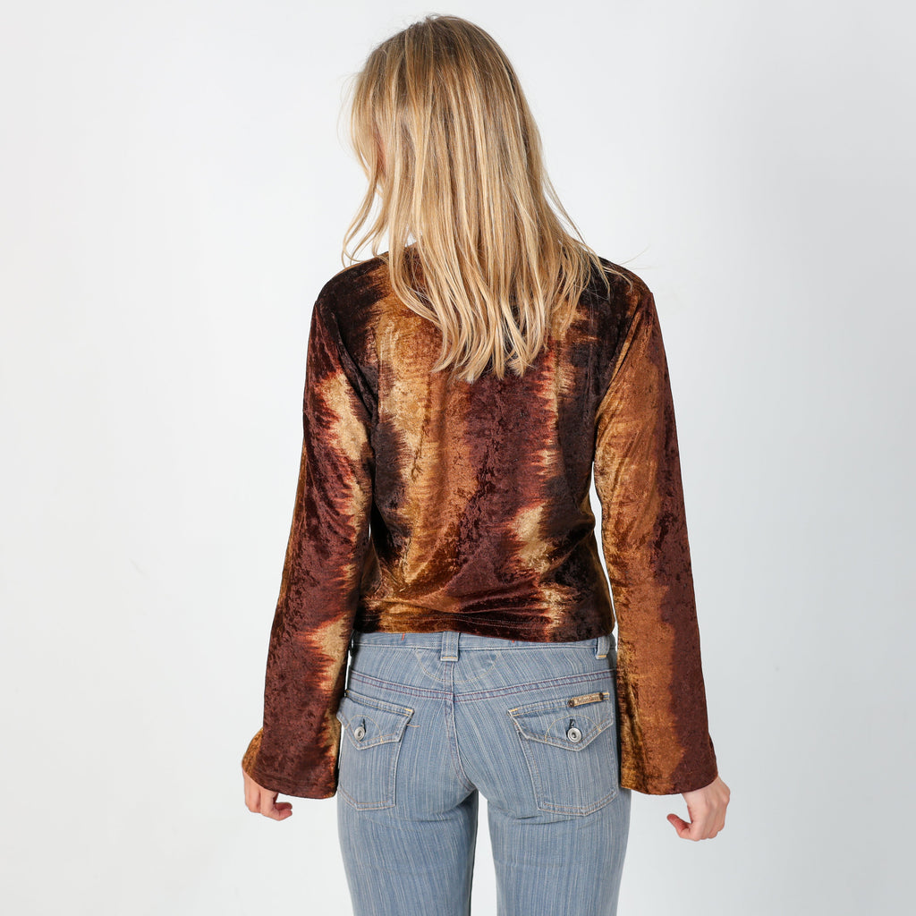 Brown Y2K Tracks Long Sleeve Top (S)