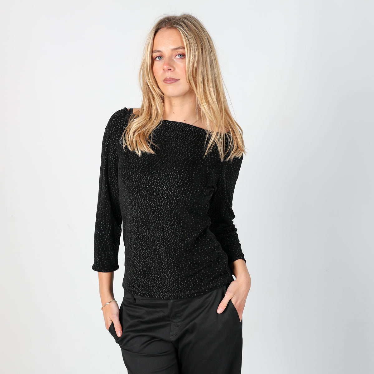 Black Y2K Les Tulipes Long Sleeve Top (M)