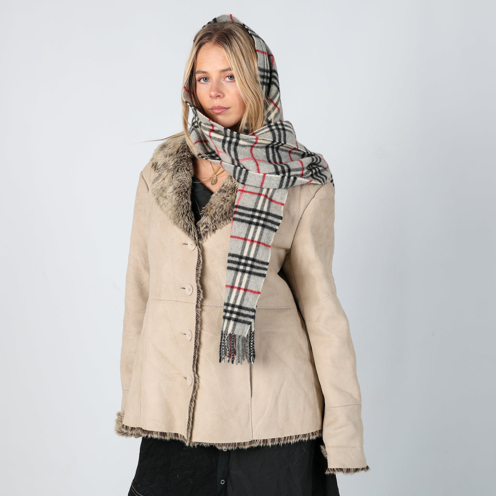 Beige Y2K David Barry Aviator Jacket (M)