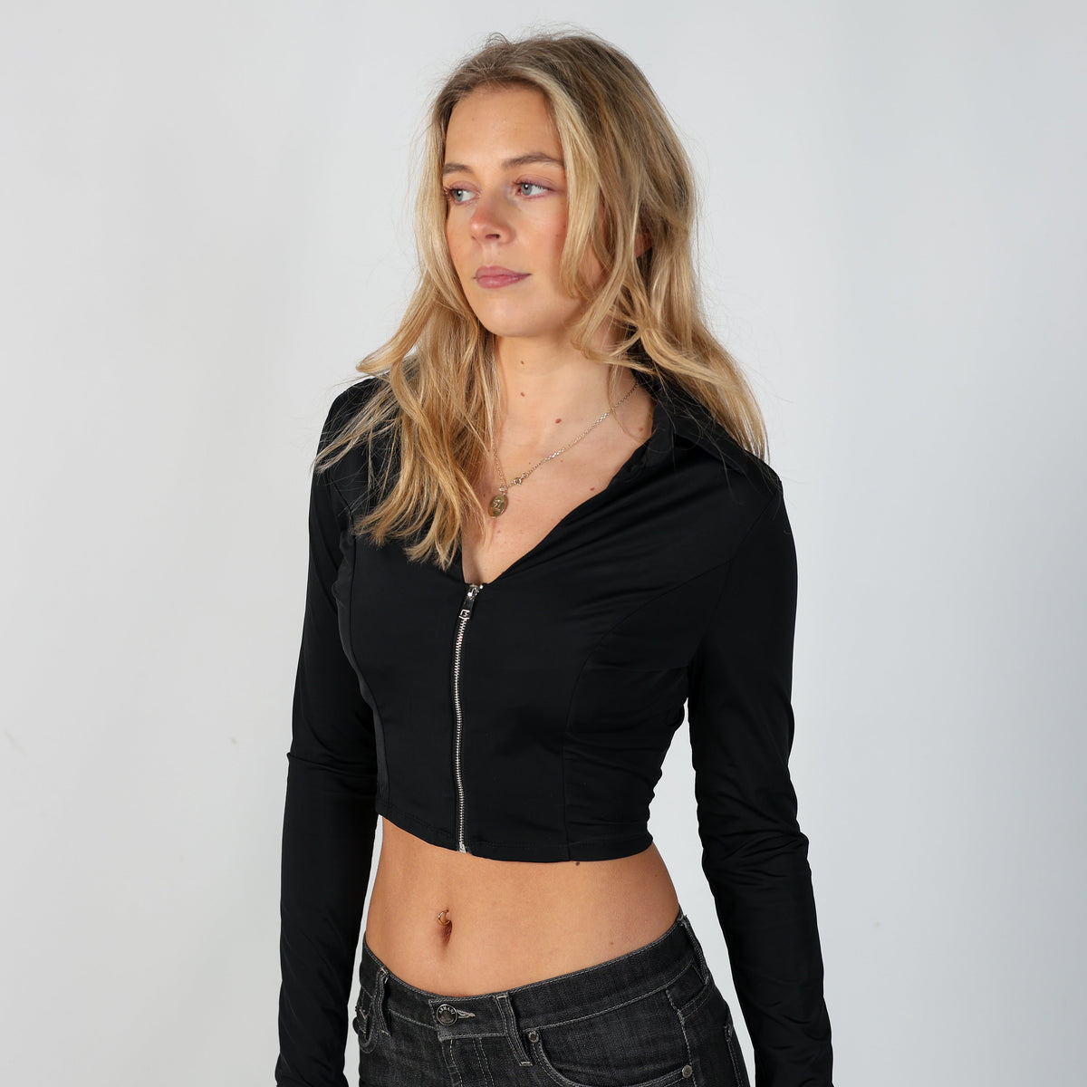 Black Y2K Voyelles Long Sleeve Top (S)