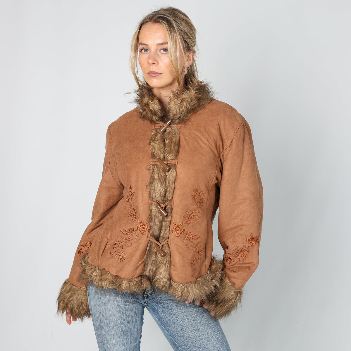 Brown Y2K Phildar Afghan Coat (M)