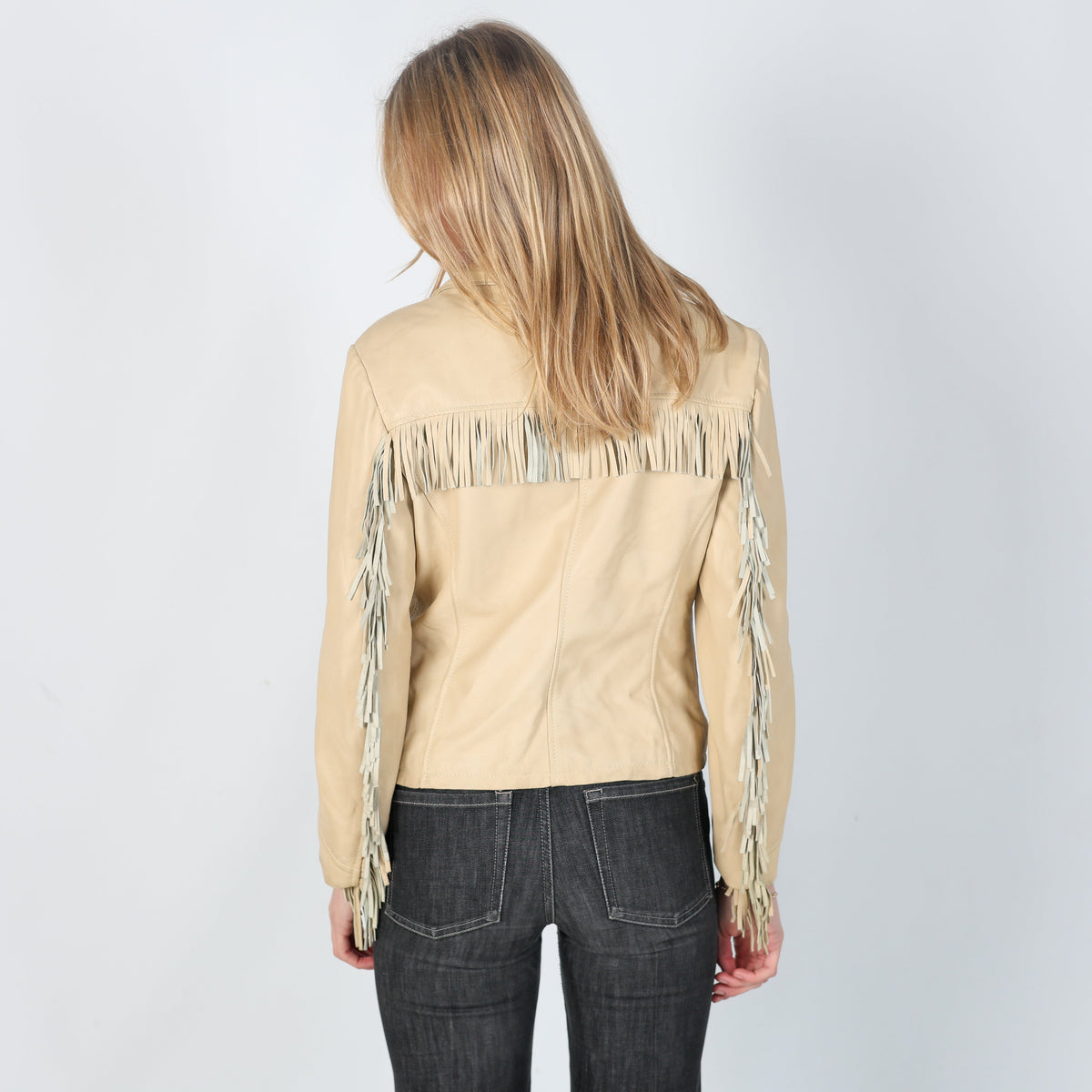 Cream Y2K Zuiki Leather Jacket (S)