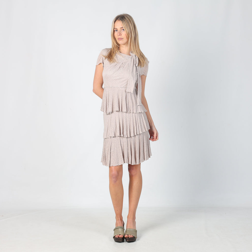 Beige Y2K Max&Co. Woven Midi Dress (S)