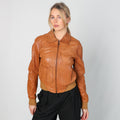 Brown Y2K Please Leather Jacket (S)