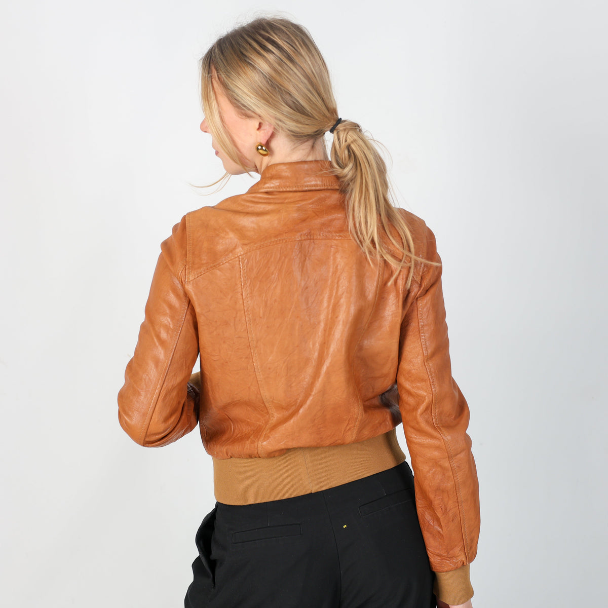 Brown Y2K Please Leather Jacket (S)