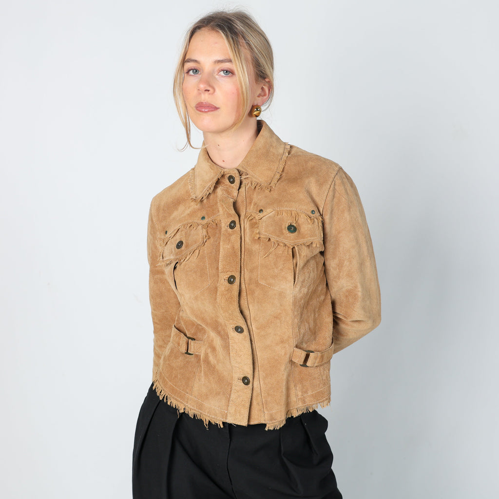 Tan Y2K Black Sheep Suede Jacket (S)