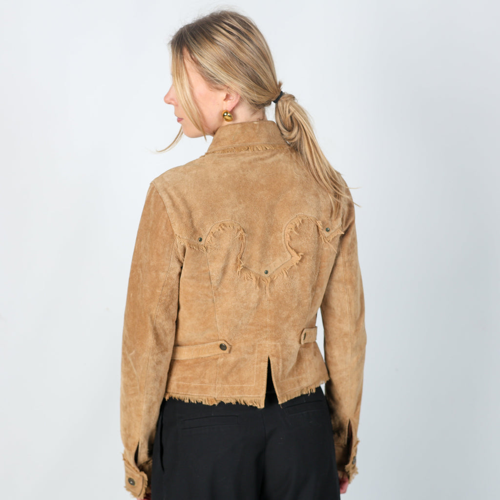 Tan Y2K Black Sheep Suede Jacket (S)