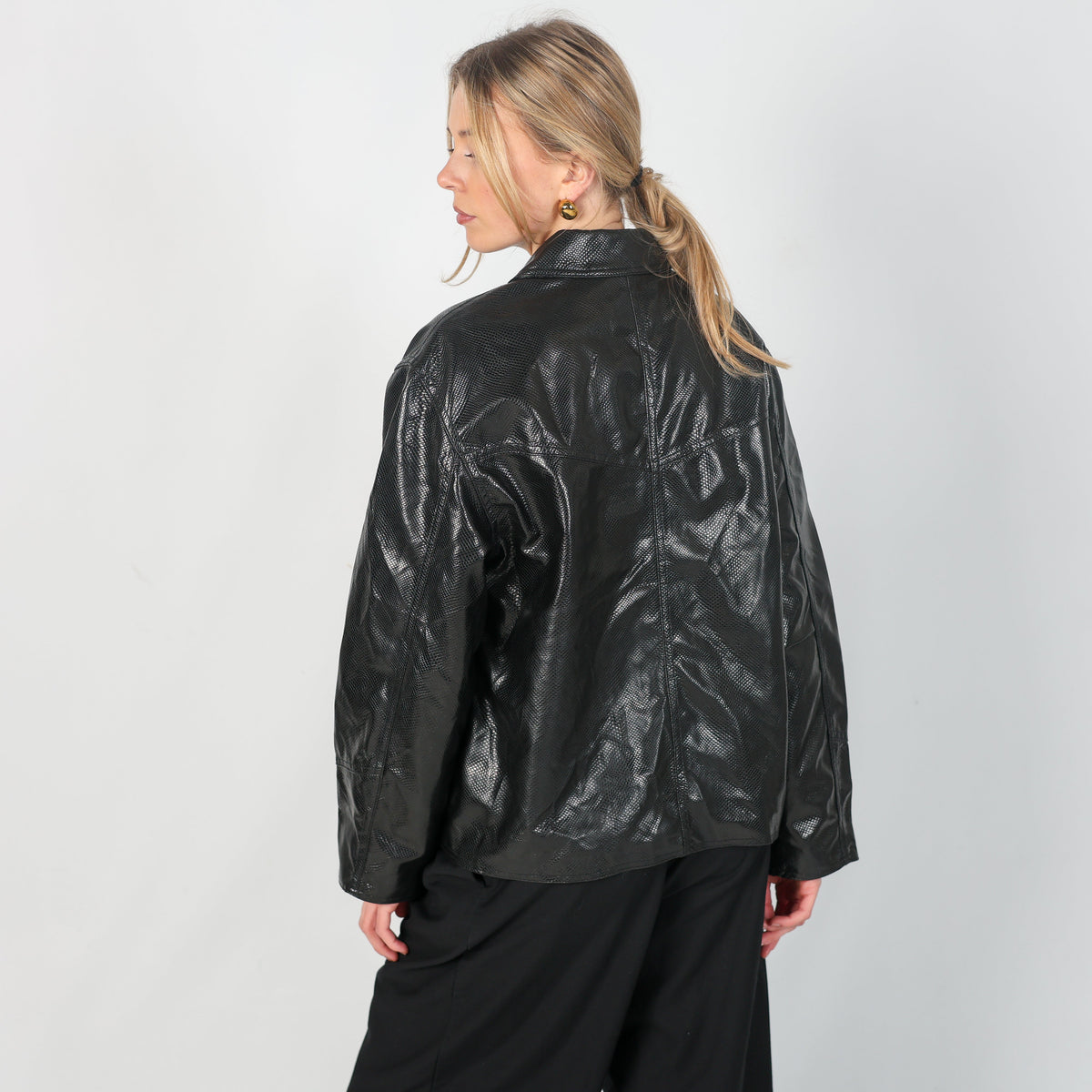 Black Y2K 900 baci Leather Jacket (M)