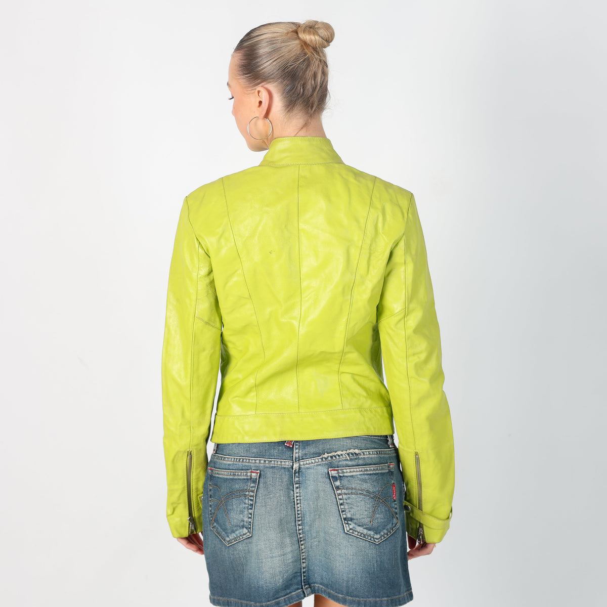 Light Green Y2K Pelle su Pelle Leather Jacket (S)