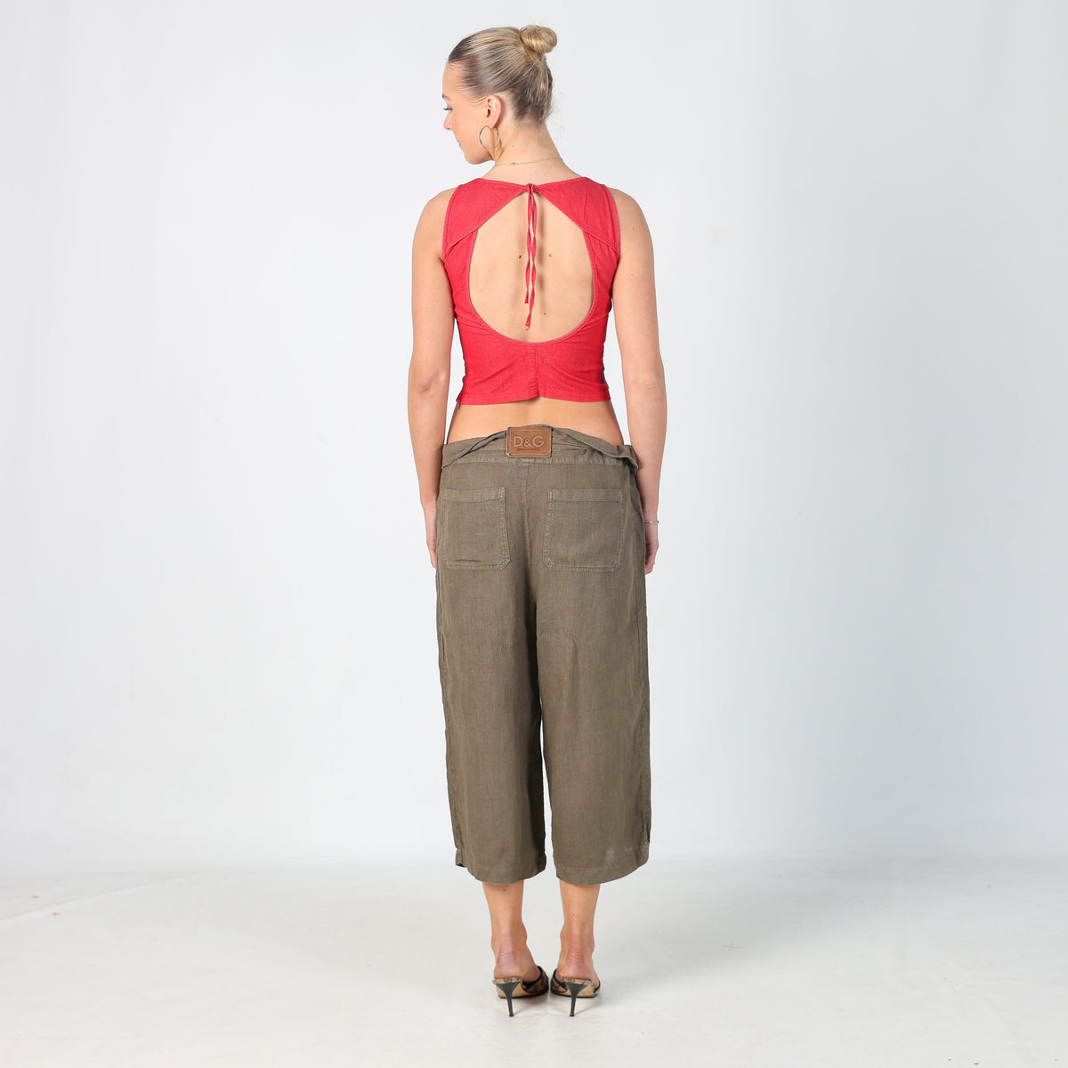 Khaki Green Y2K Dolce & Gabbana Woven Trousers (M)