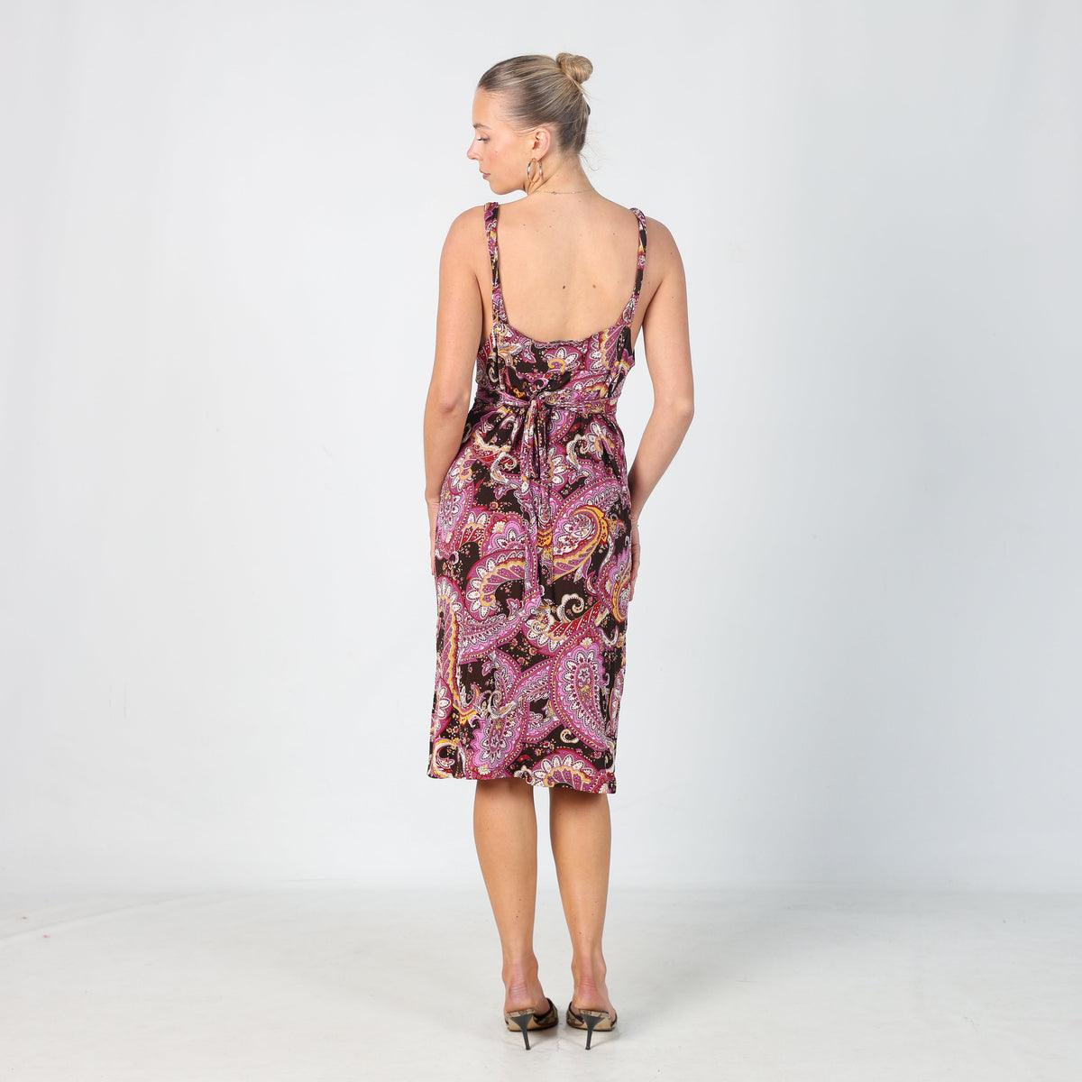 Purple Y2K PennyPull Woven Midi Dress (S)