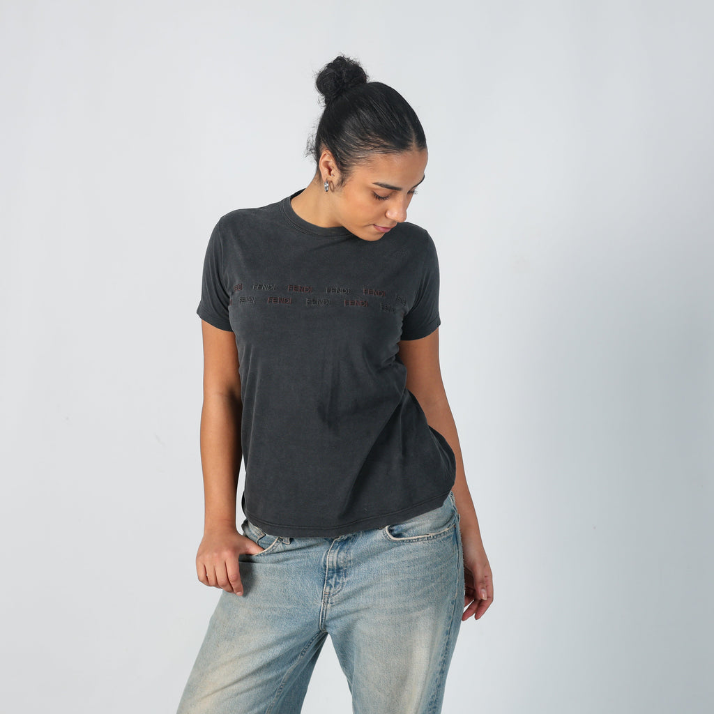 Charcoal Grey Y2K Fendi T-shirt (L)