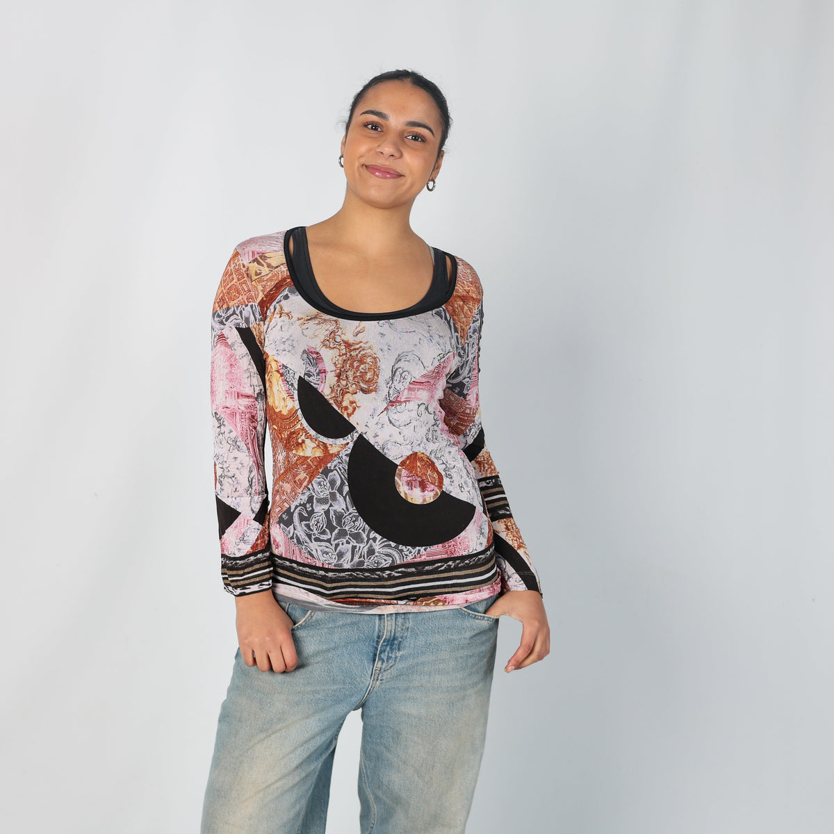 Baby Pink Y2K Just Cavalli Long Sleeve Top (L)