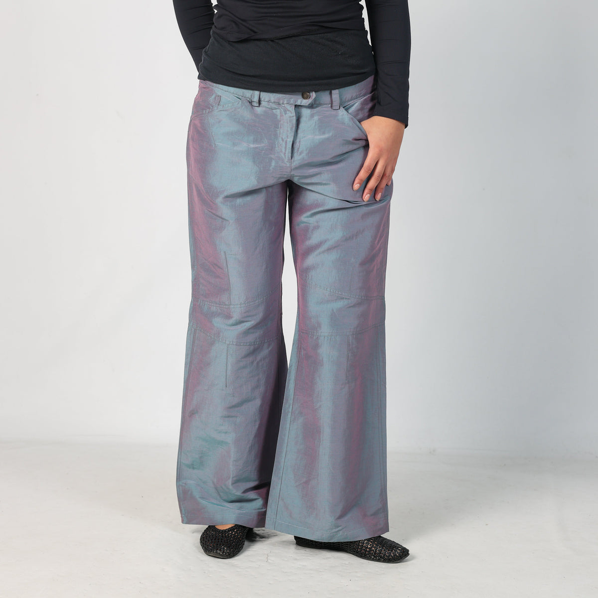 Grey Y2K Armani Woven Trousers Linen Silk Blend (L)