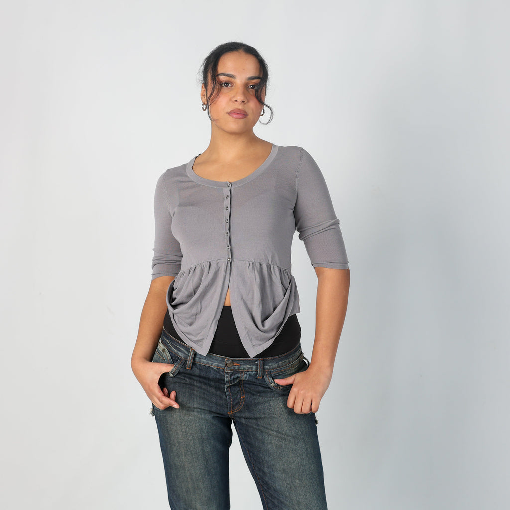 Grey Y2K Cop Copine Cardigan (S)