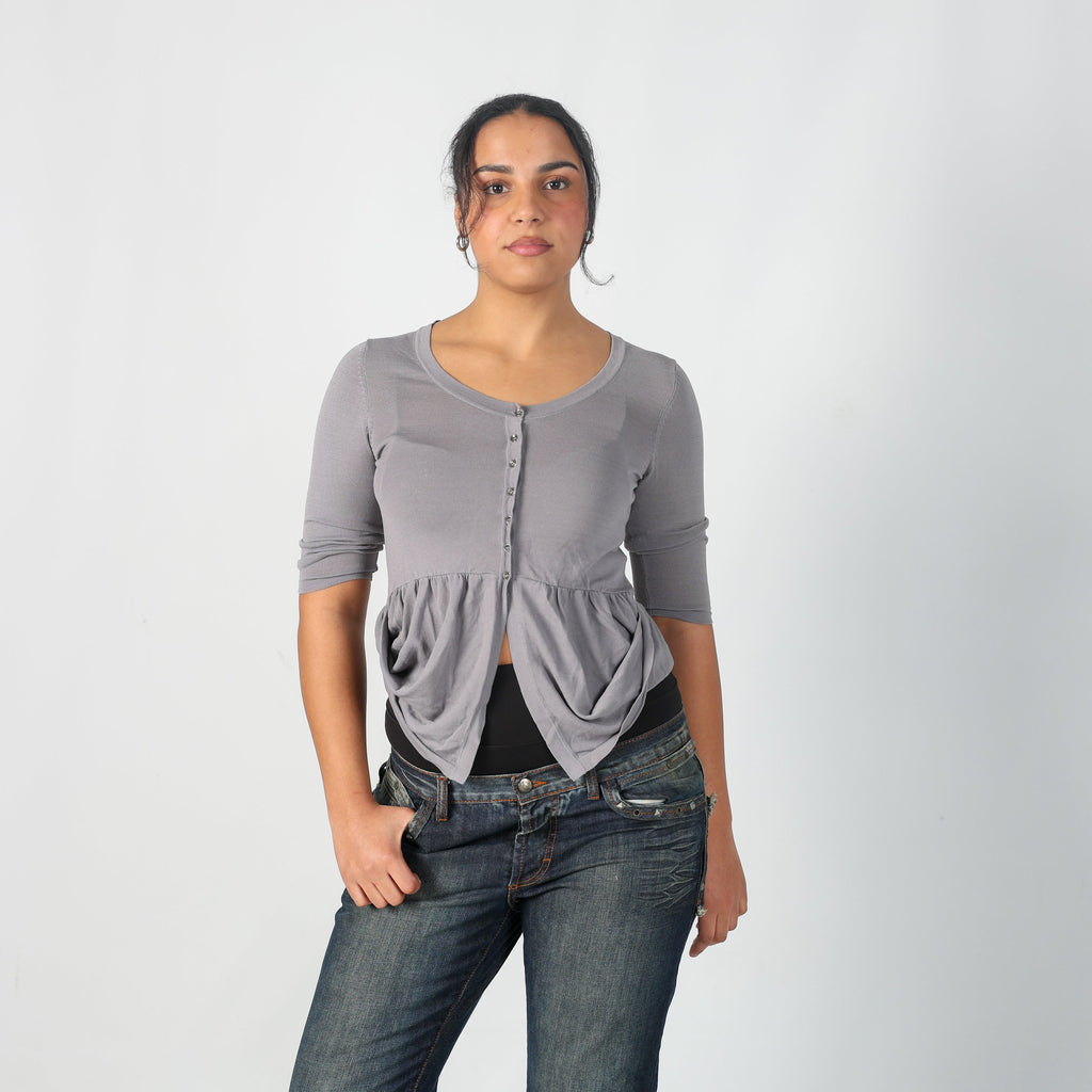 Grey Y2K Cop Copine Cardigan (S)