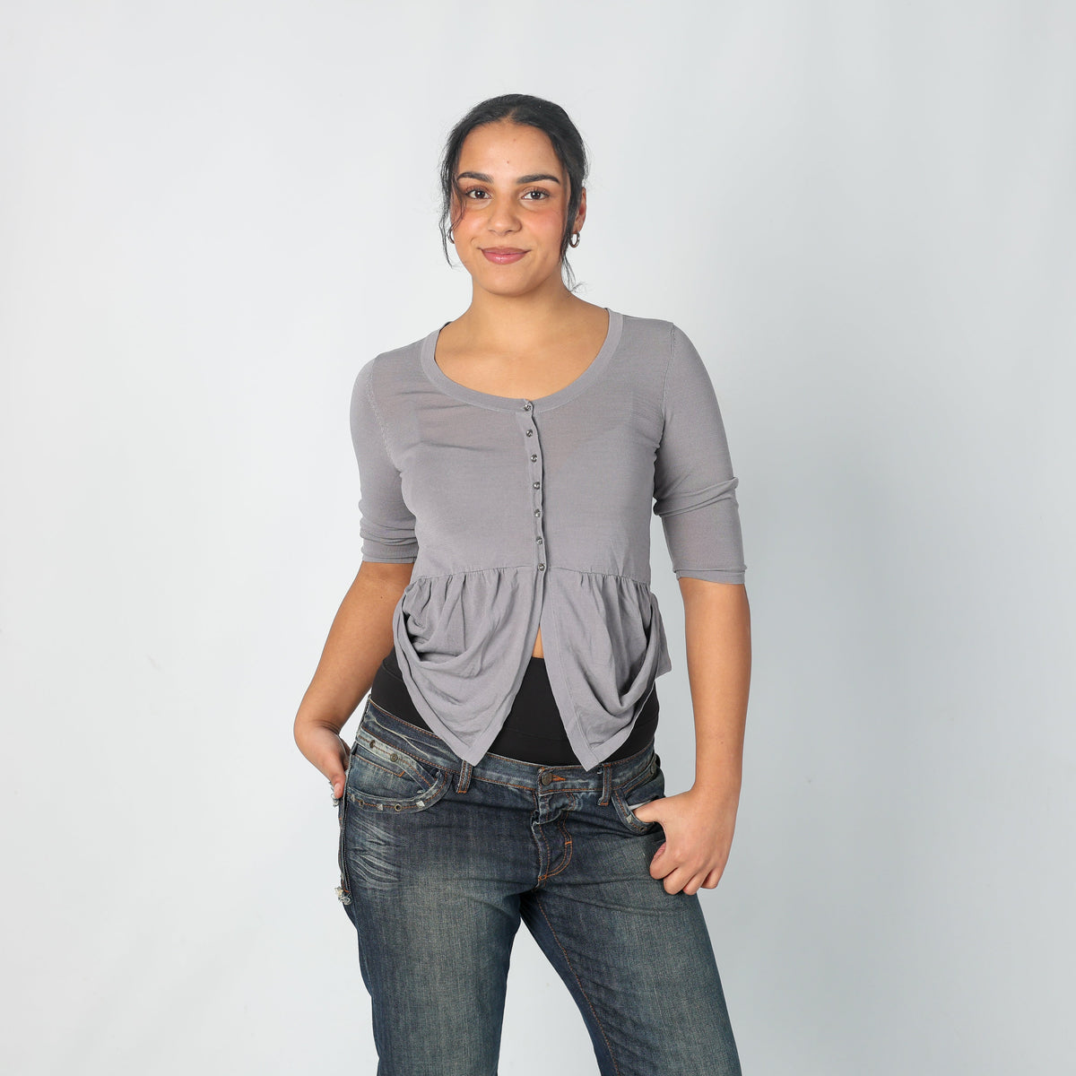 Grey Y2K Cop Copine Cardigan (S)