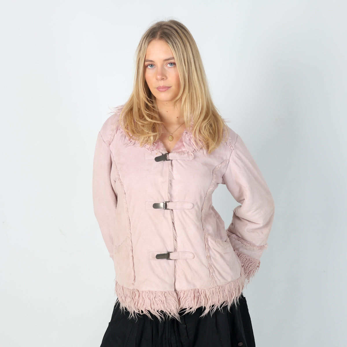 Baby Pink Y2K Caprice de fille Afghan Coat (12)