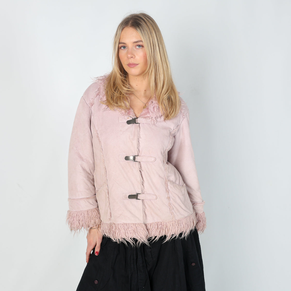 Baby Pink Y2K Caprice de fille Afghan Coat (12)