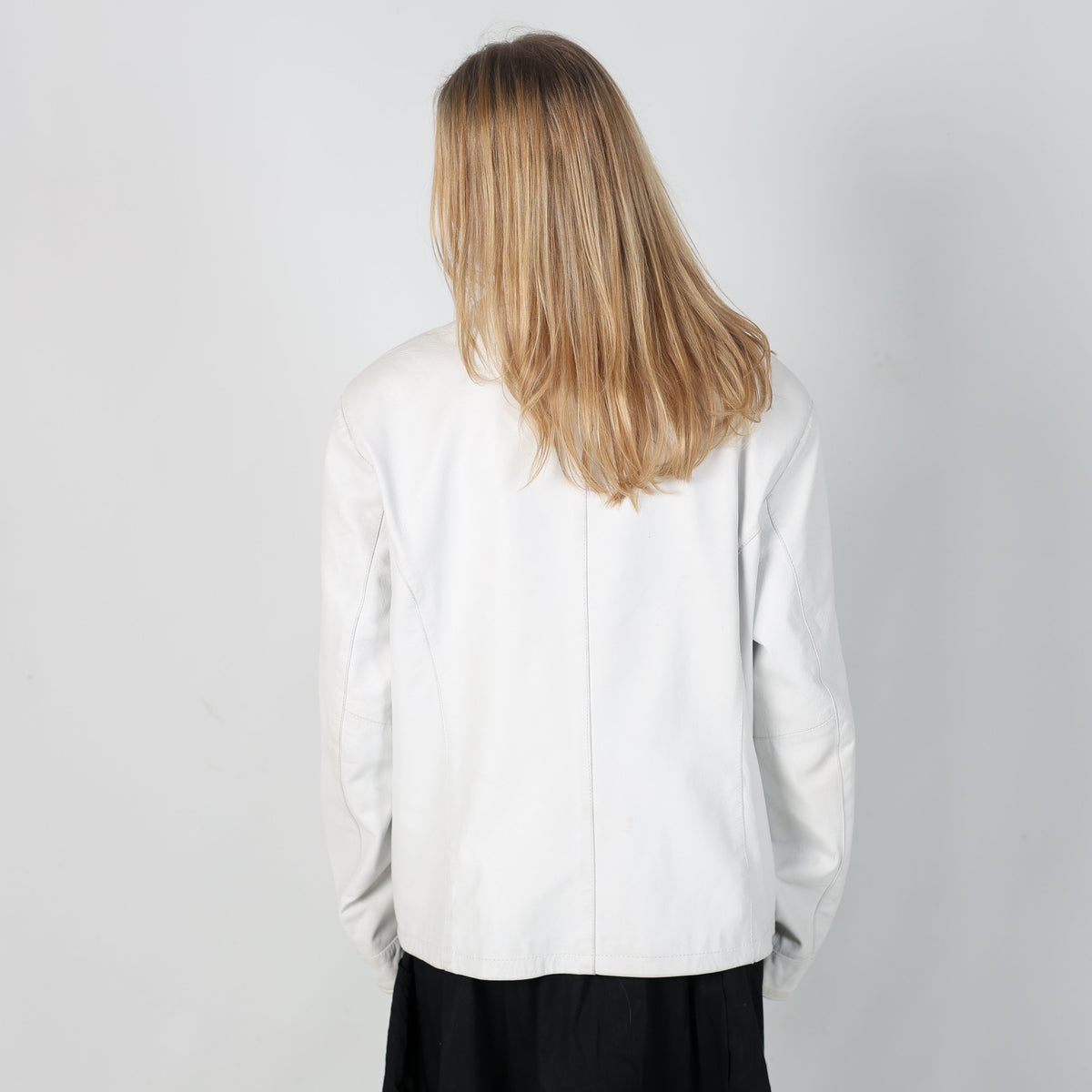 White Y2K Vera Pelle Leather Jacket (L)