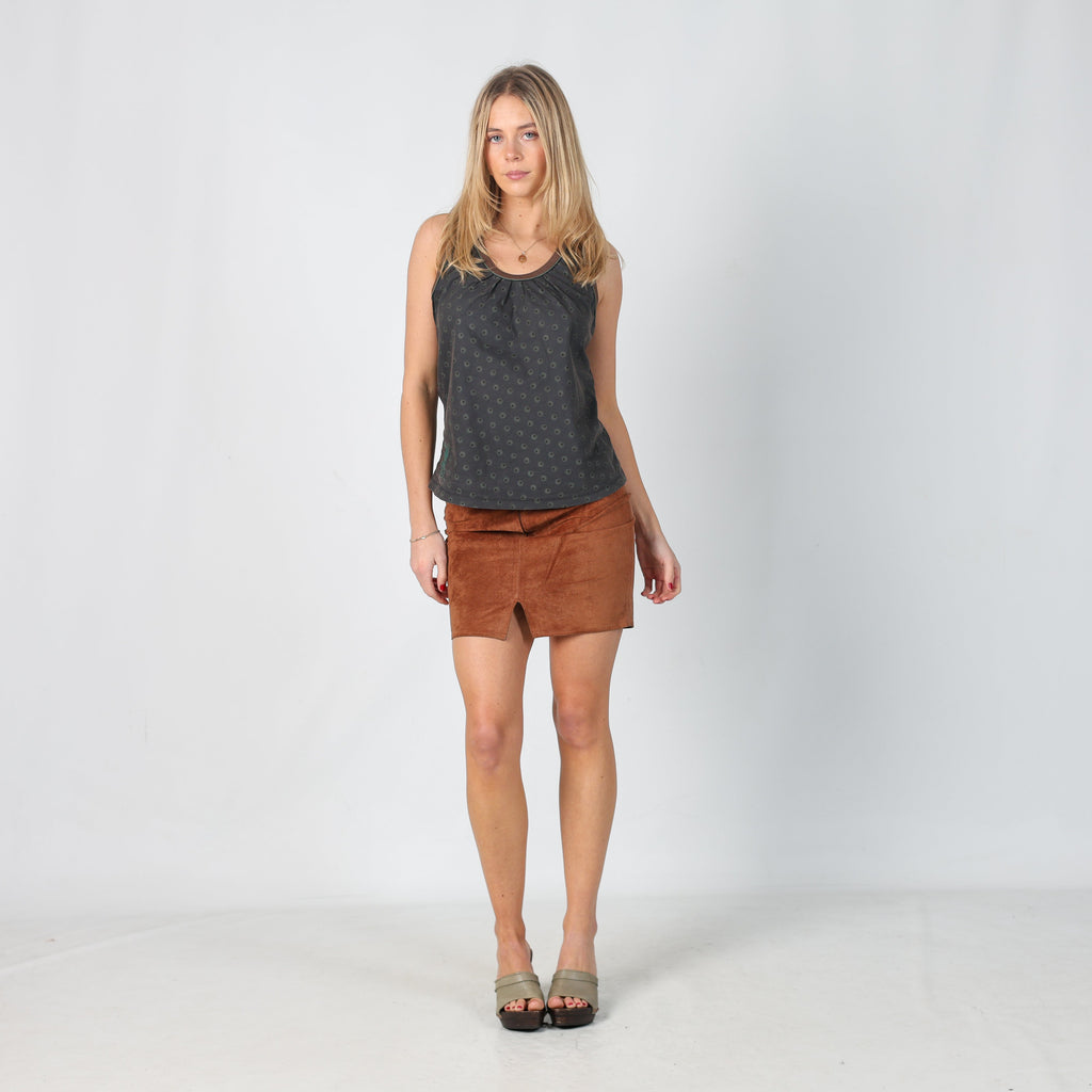 Brown 90s Vera Pelle Leather Mini Skirt (XS)