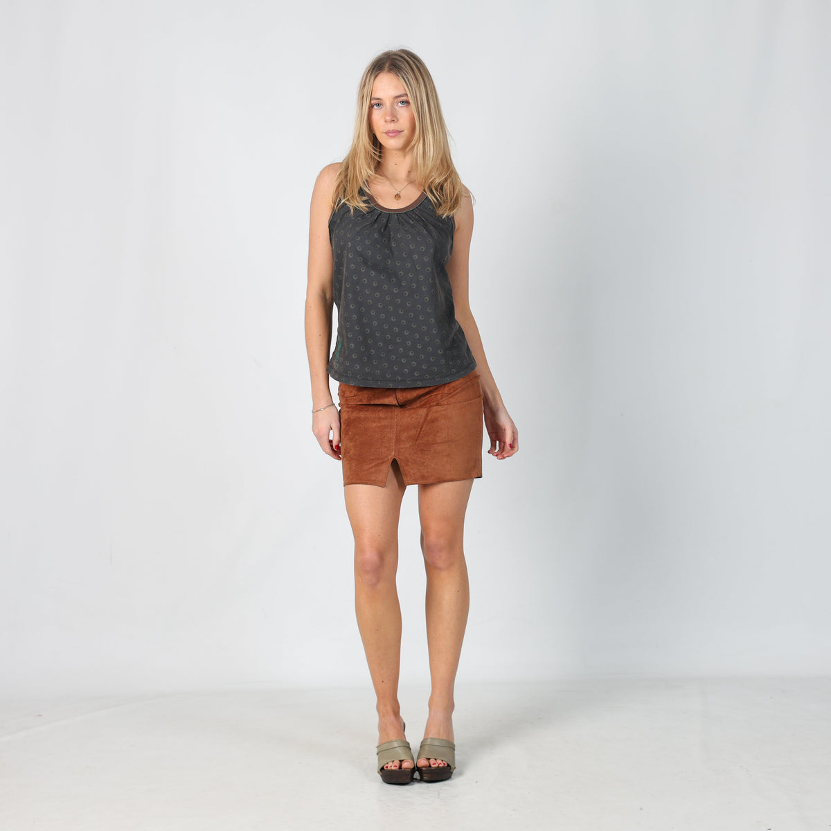 Brown 90s Vera Pelle Leather Mini Skirt (XS)