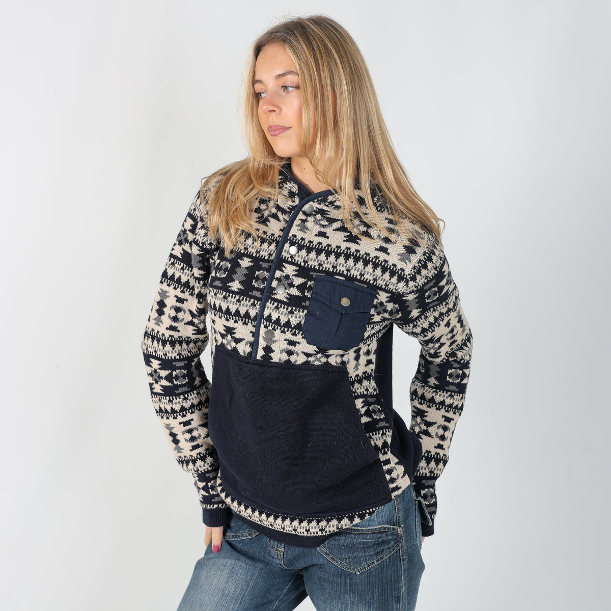 Navy Blue Y2K Esprit Knitted Jumper (S)