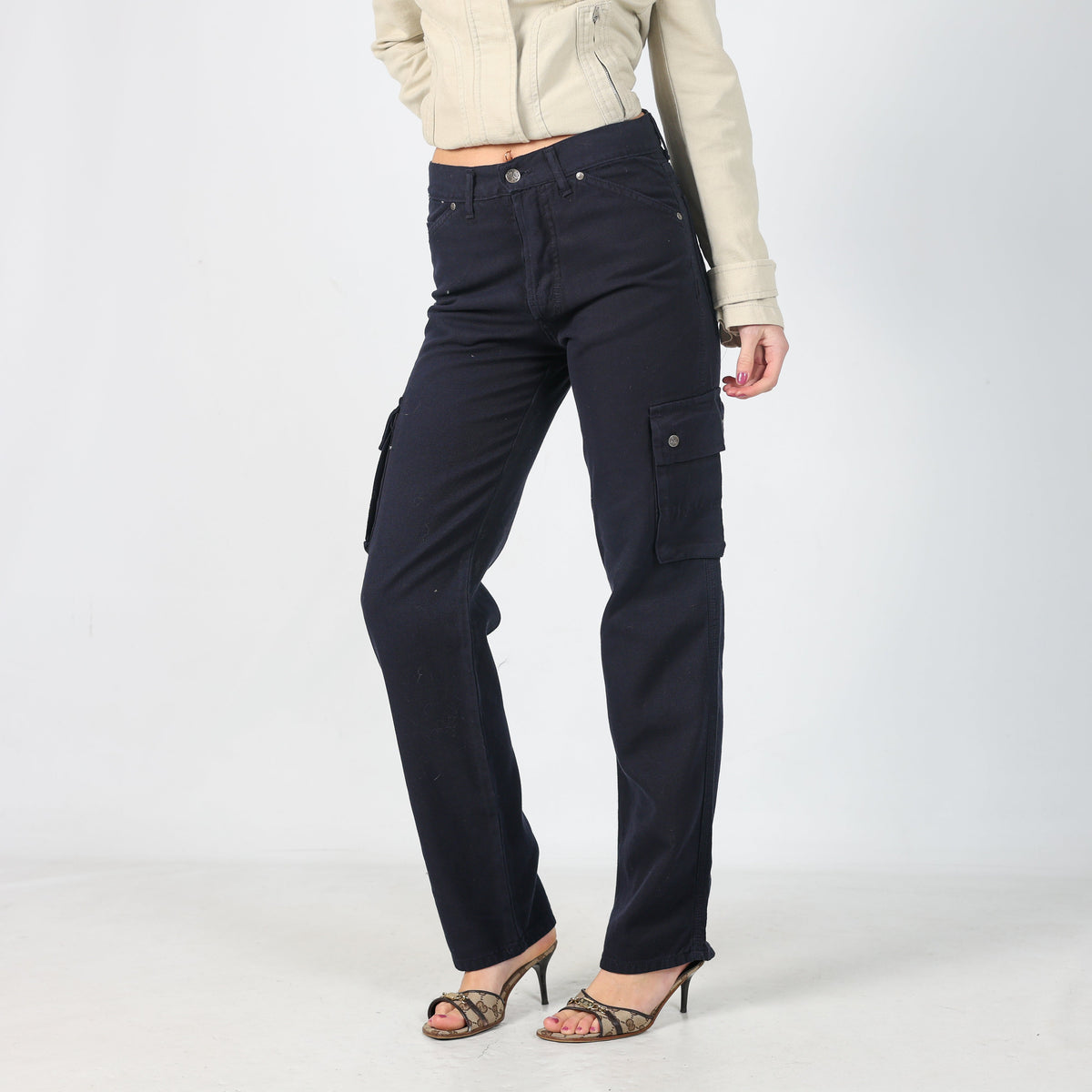 Navy Blue Y2K 97 Octane Cargo Pants (XS)