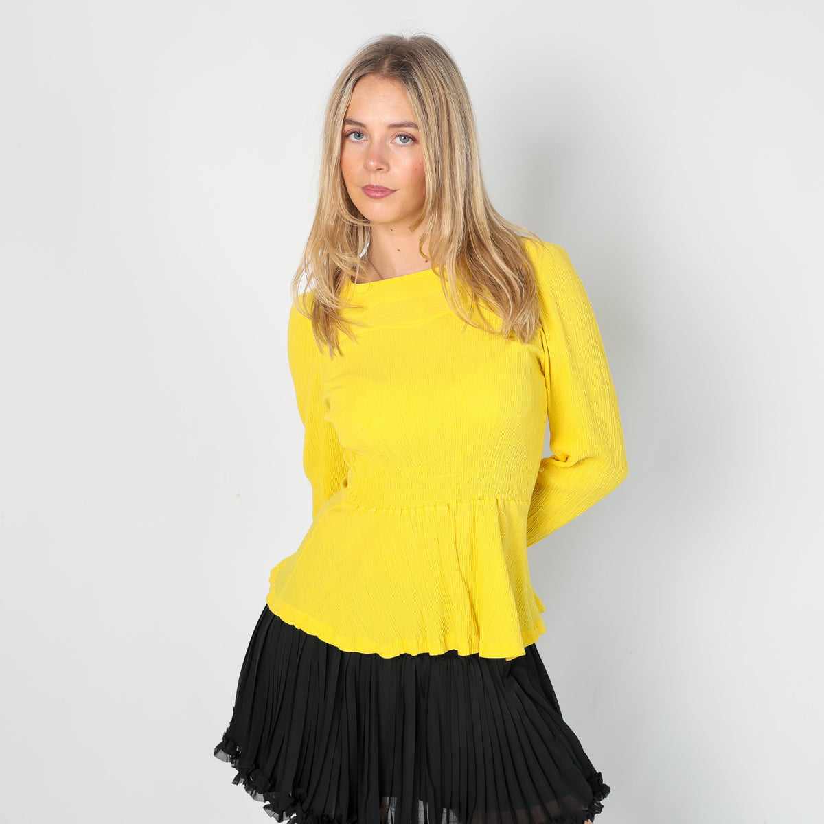 Yellow Y2K Long Sleeve Top (S)