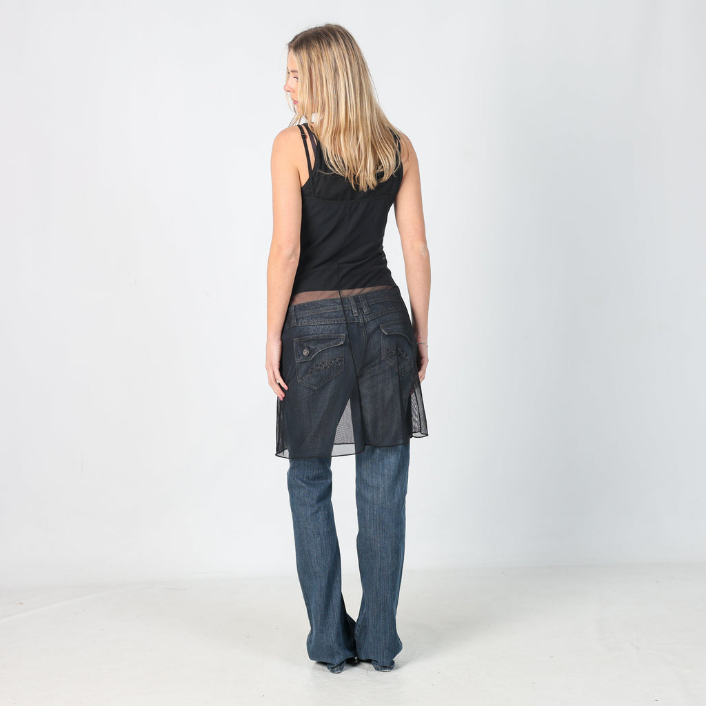 Black Y2K United Colors of Benetton Slip Dress (XS)