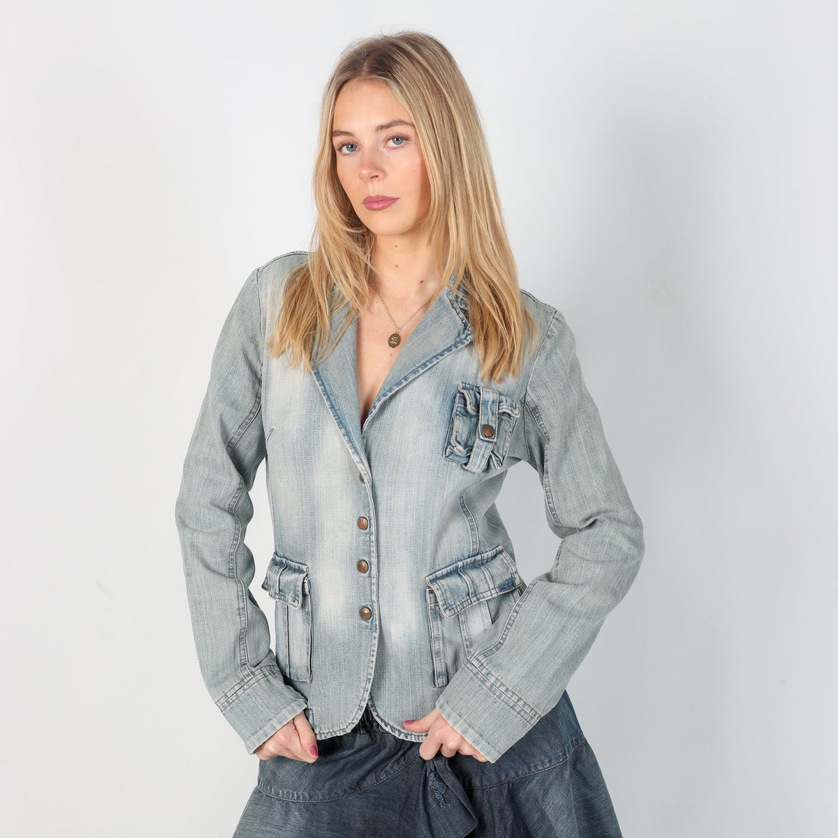 Light Blue Y2K EXTYN Italia Denim Jacket (S)