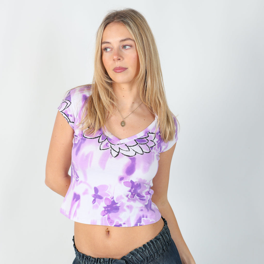 Lilac Purple Y2K Baby Tee (S)