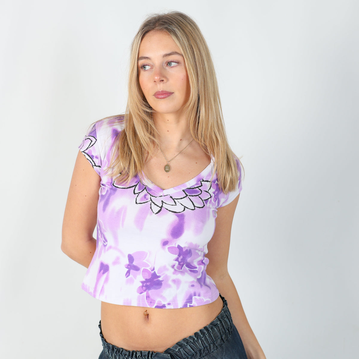Lilac Purple Y2K Baby Tee (S)