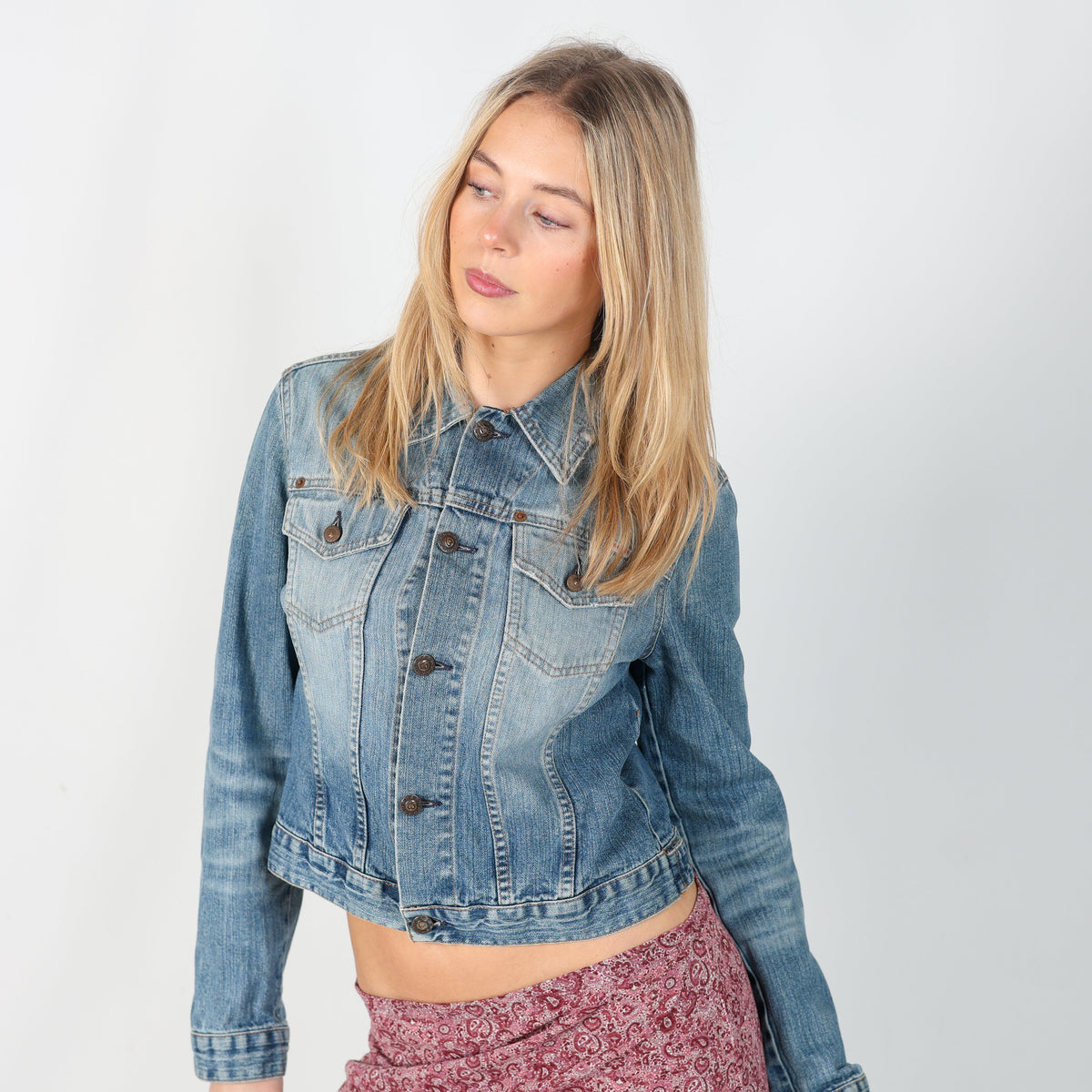 Light Blue Y2K PHARD Denim Jacket (S)
