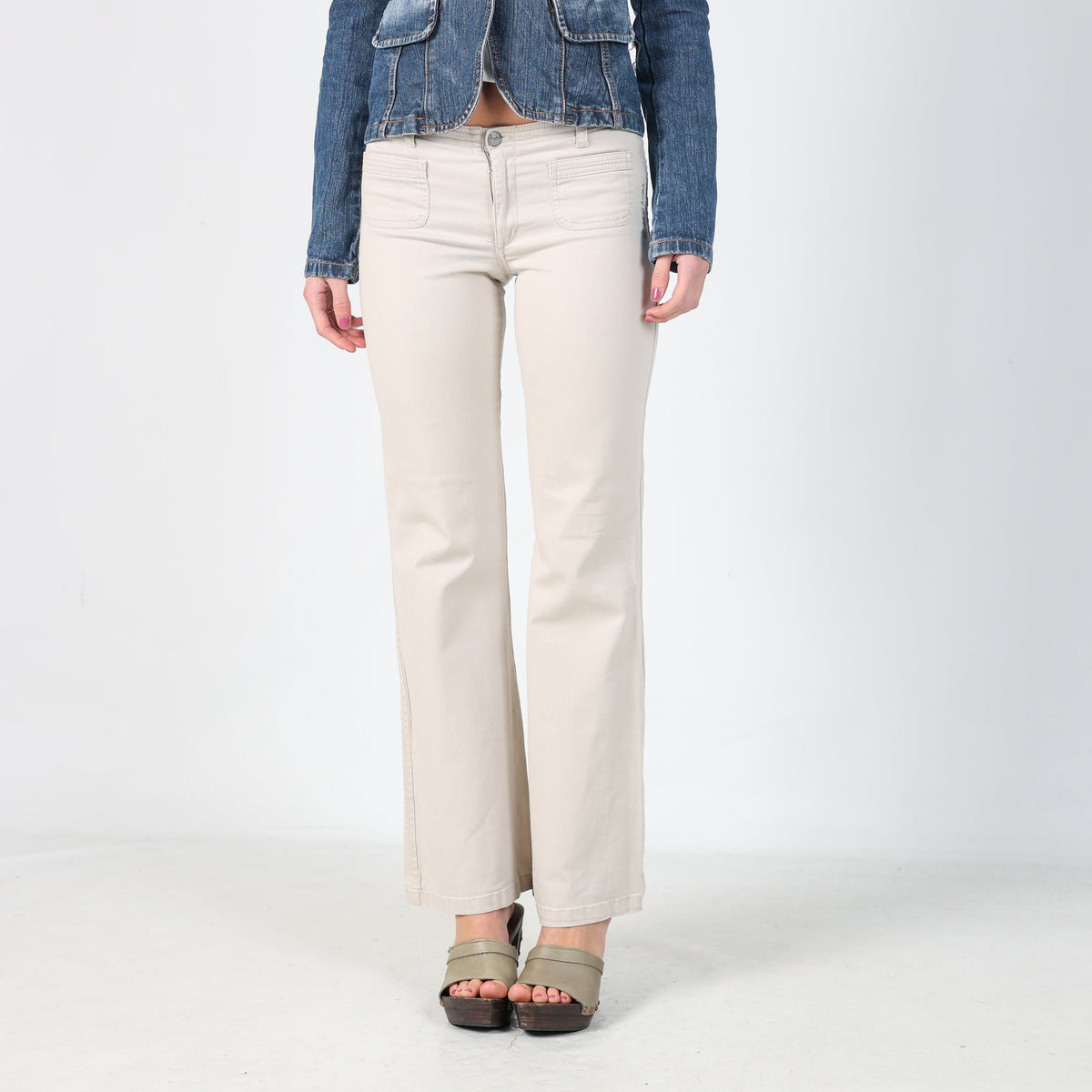 Beige Y2K Roxy Woven Trousers (XS)