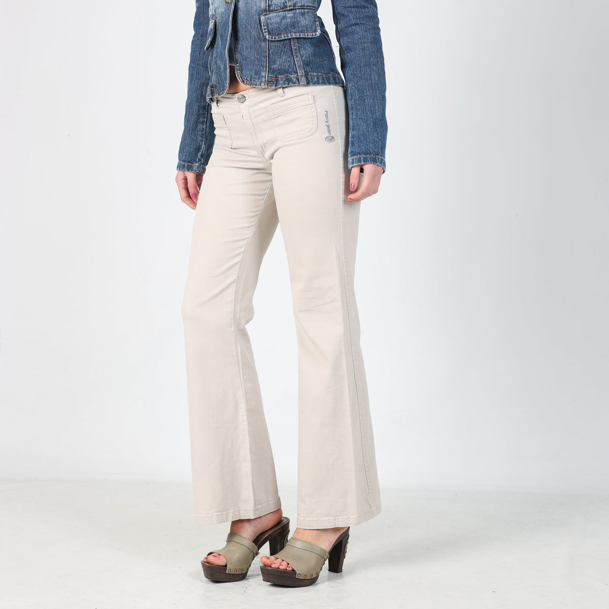 Beige Y2K Roxy Woven Trousers (XS)