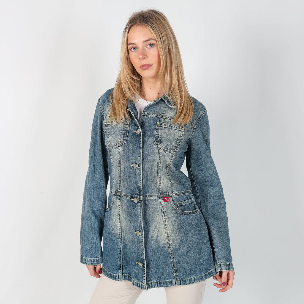 Blue Y2K PitStop Jeans Denim Jacket (L)