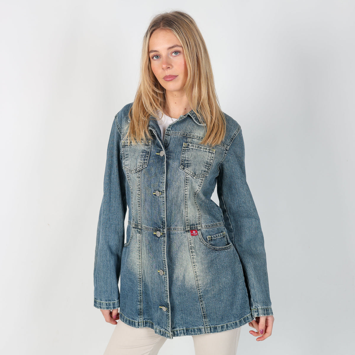 Blue Y2K PitStop Jeans Denim Jacket (L)