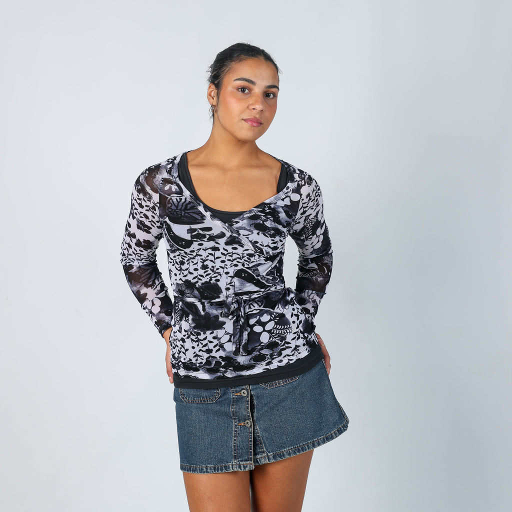 Black Y2K ici et maintenant Mesh Top (M)