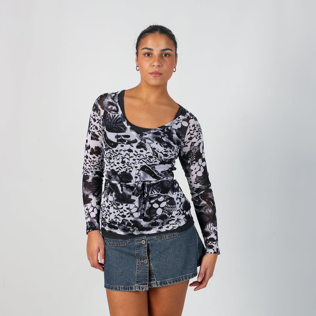 Black Y2K ici et maintenant Mesh Top (M)