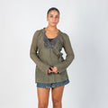 Dark Green Y2K Please Long Sleeve Top (L)
