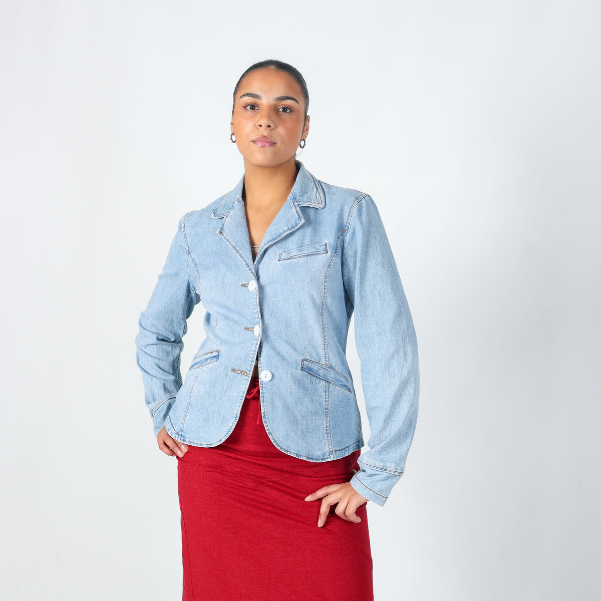 Light Blue Y2K Miss Dolce Denim Jacket (L)