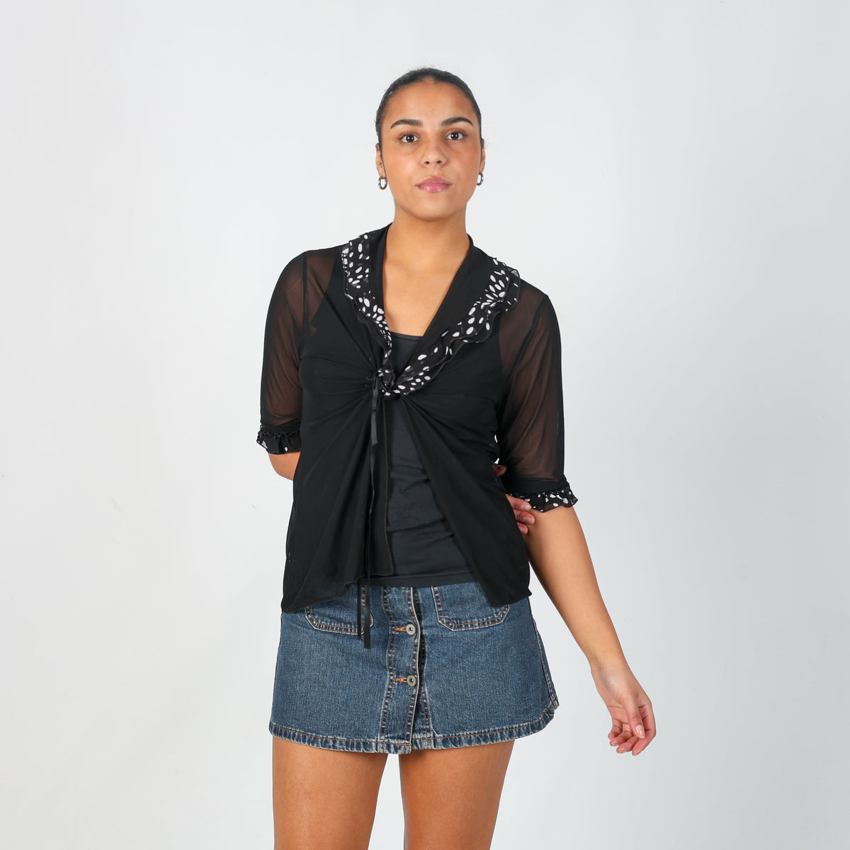 Black Y2K Made in Italy Blouse (M)