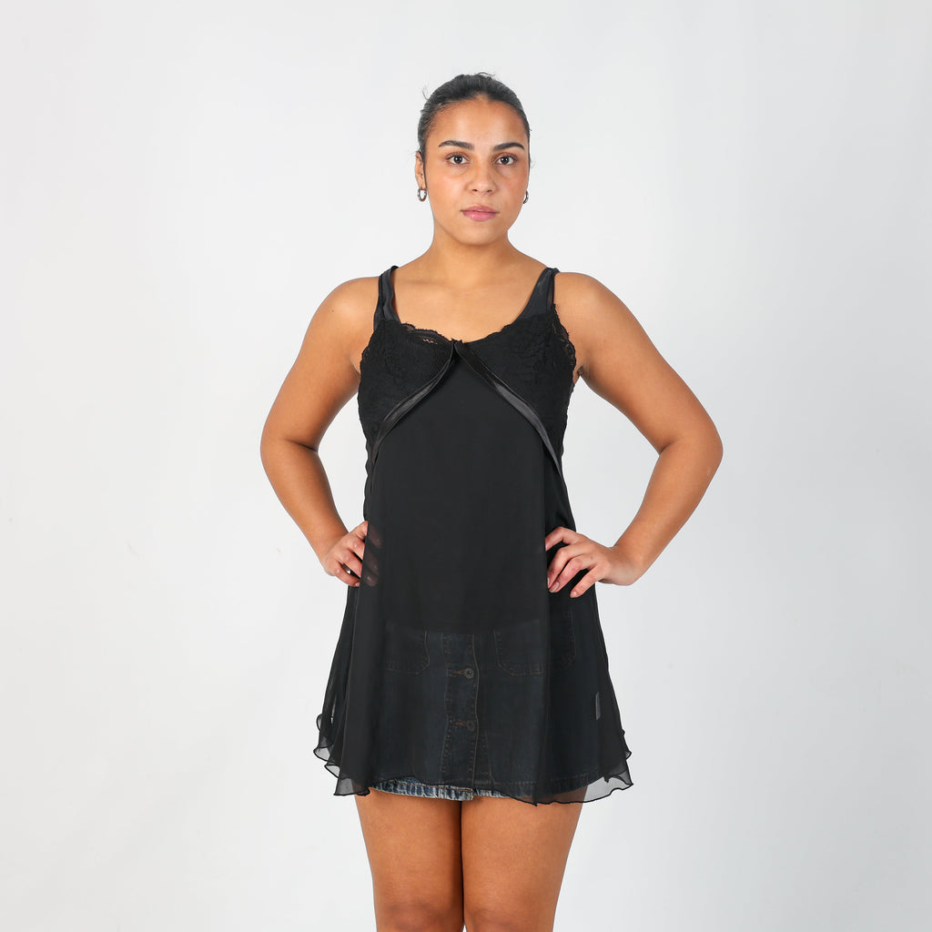 Black Y2K Euronova Slip Dress (S)