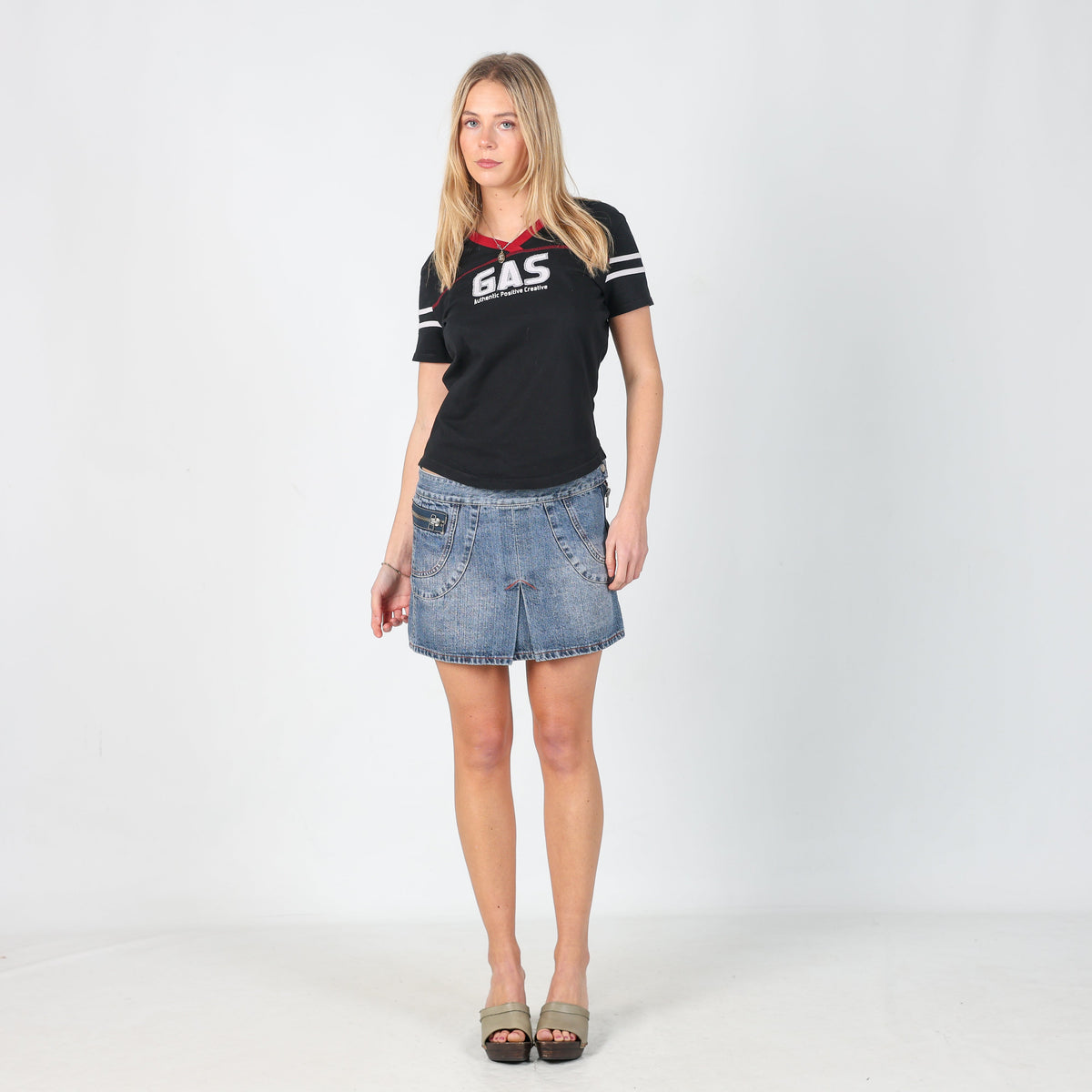 Light Blue Y2K Esisto Denim Mini Skirt (S)