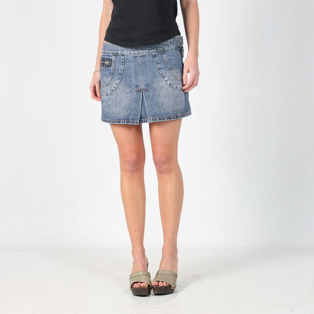 Light Blue Y2K Esisto Denim Mini Skirt (S)