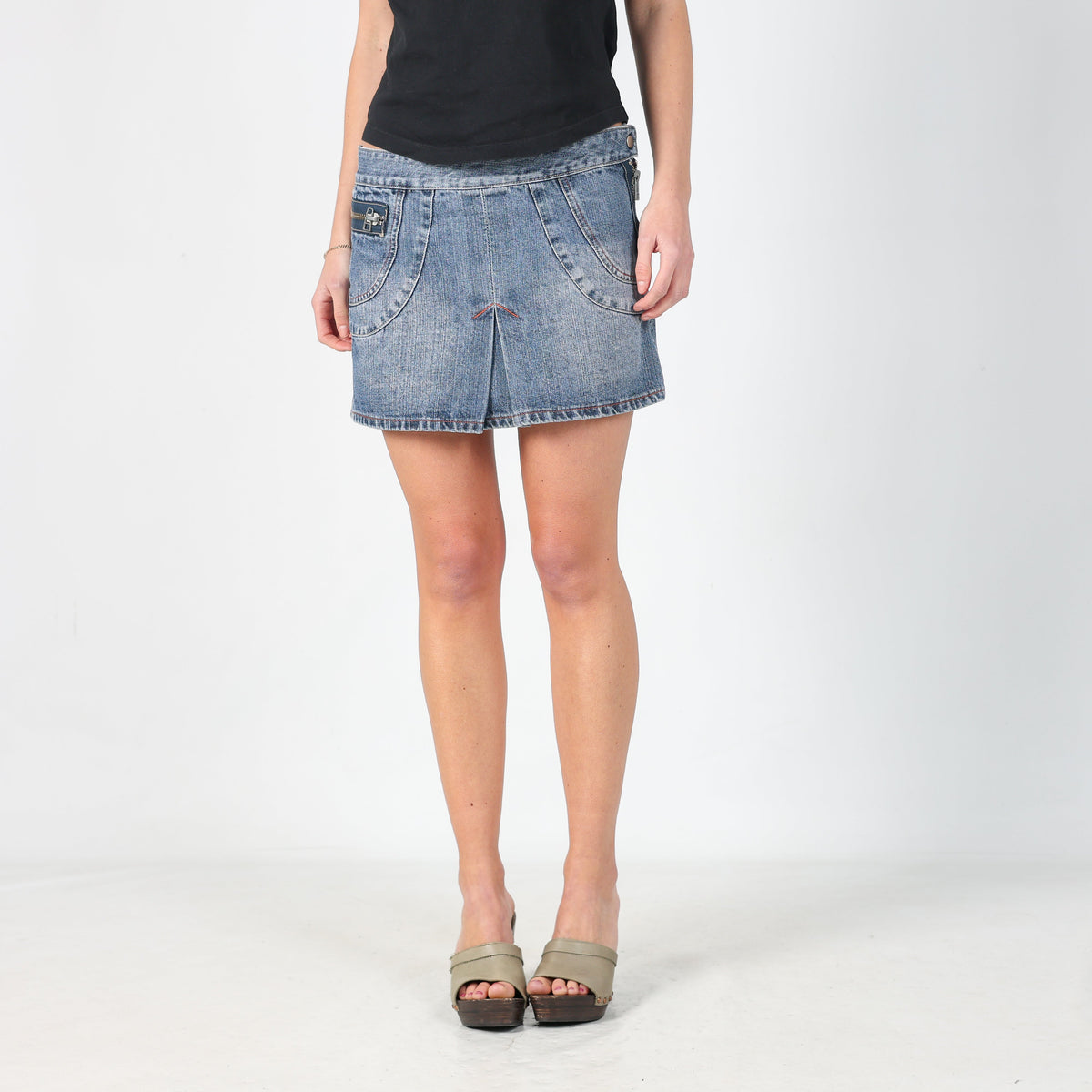 Light Blue Y2K Esisto Denim Mini Skirt (S)