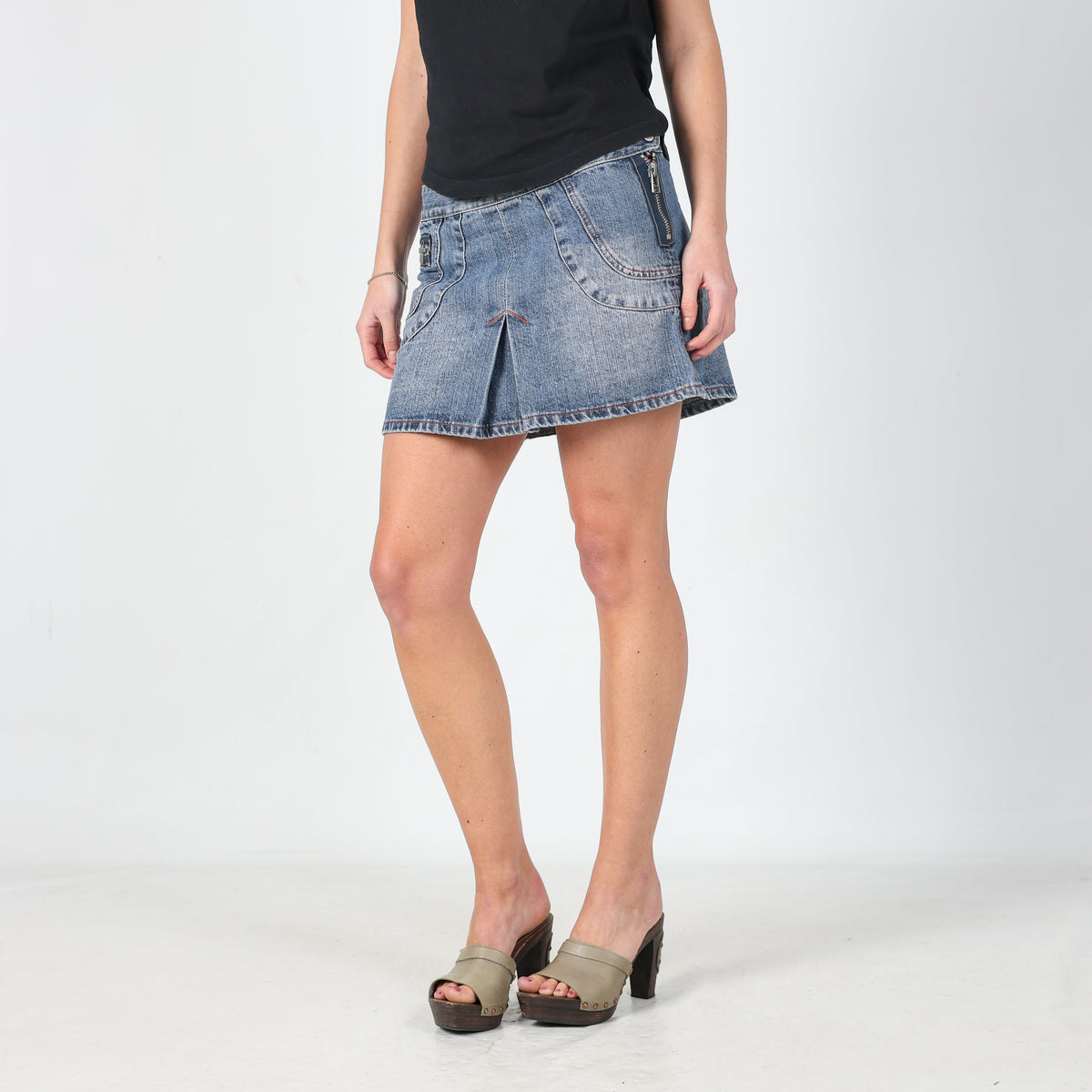 Light Blue Y2K Esisto Denim Mini Skirt (S)